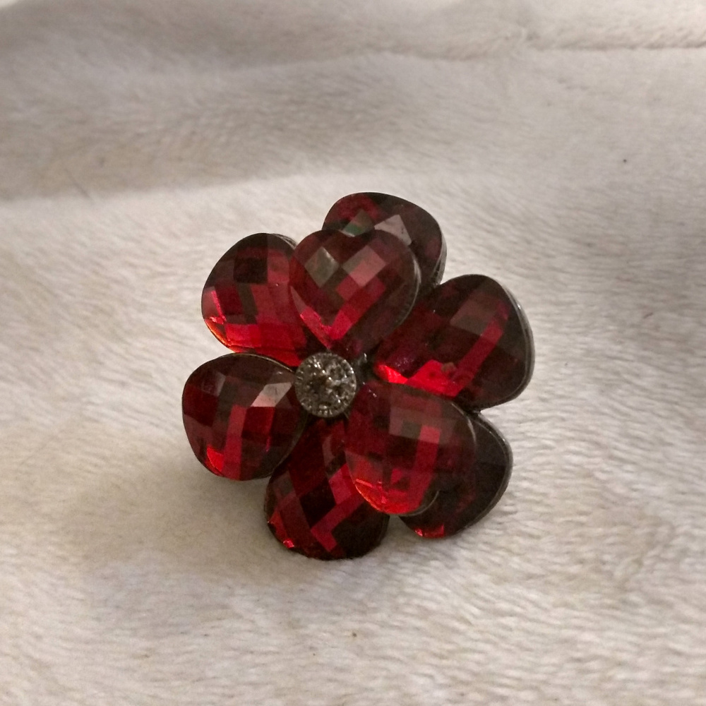 Ruby Red Flowe Ring